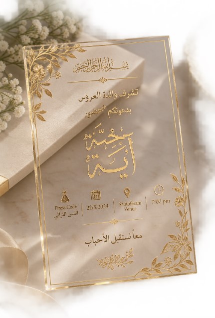 نموذج بطاقة أكريلك مذهبة